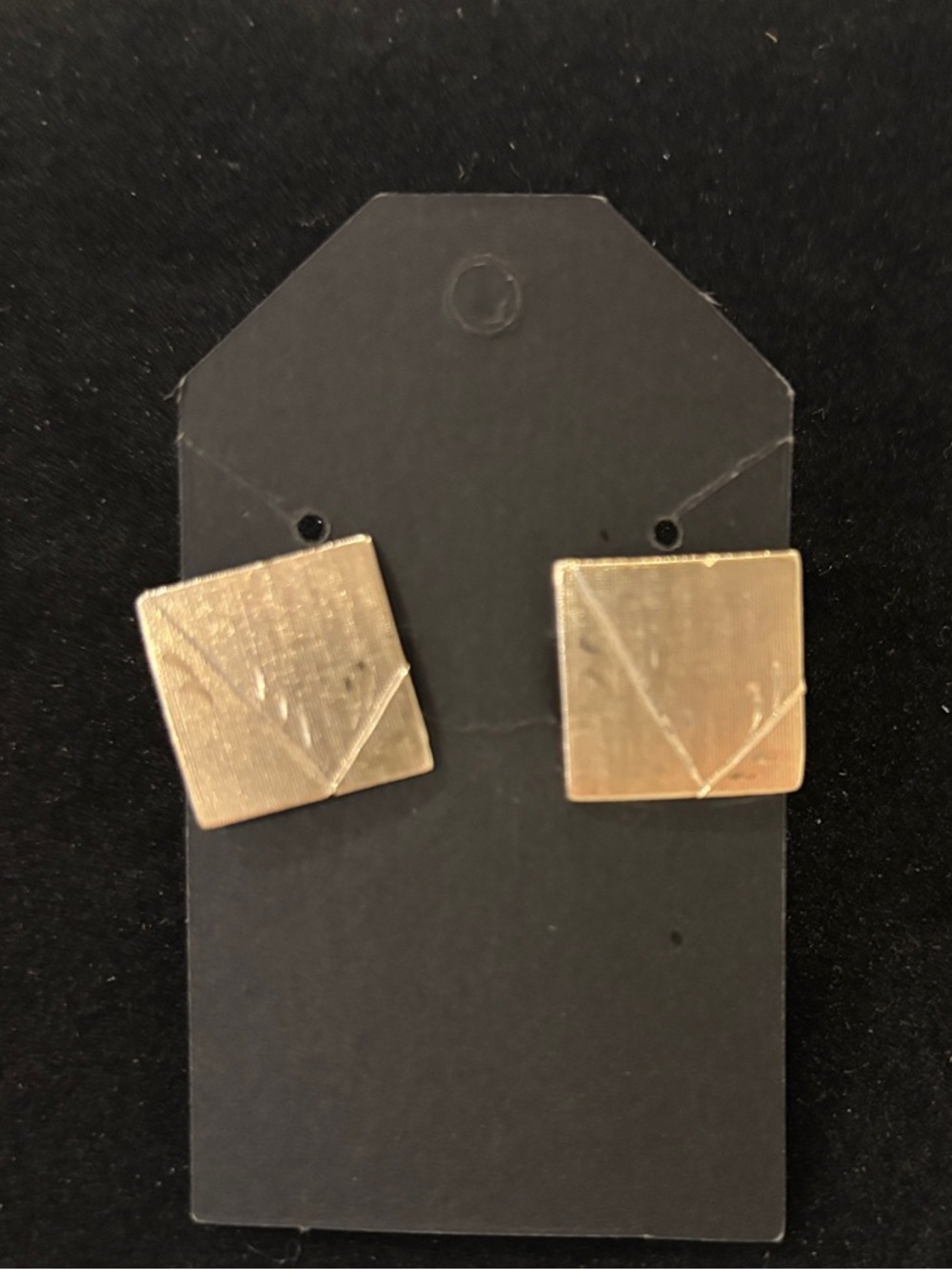 Gold-Tone Square Geometric Cufflinks-Vintage